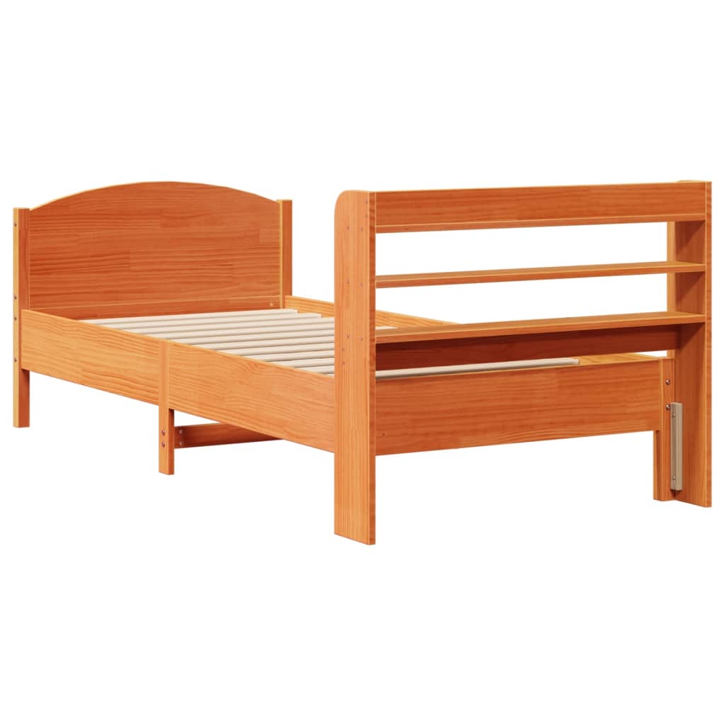 Bed Frame without Mattress Wax Brown 75x190 cm Small Single Solid Wood Pine